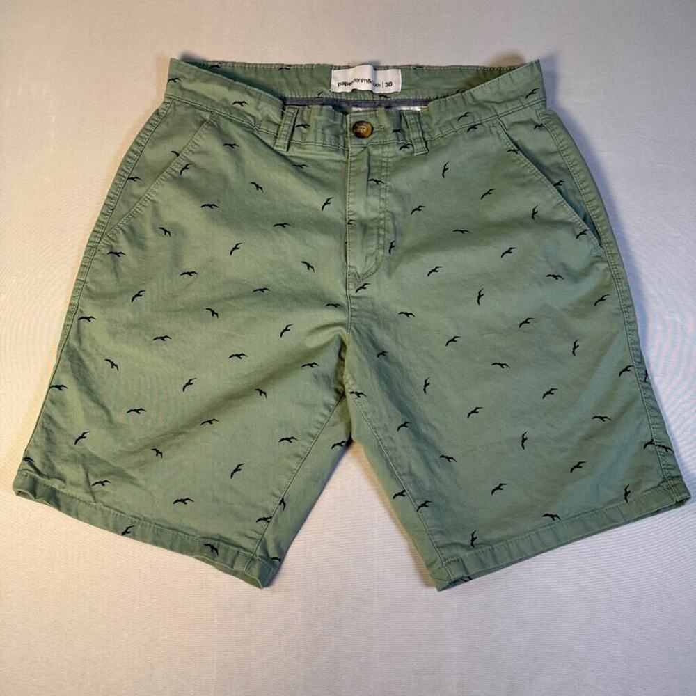 paper denim & cloth green bird print shorts size 30